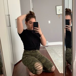 Camo distressed jeans